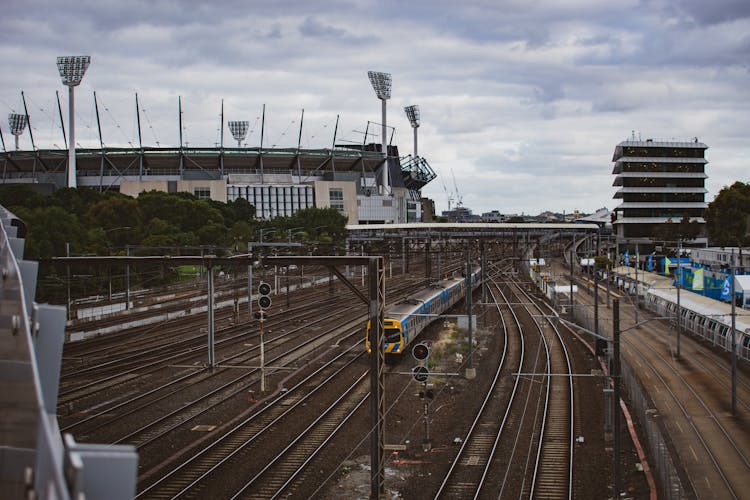 Railway Tracks Near Melbourne Cricket Ground, Australia