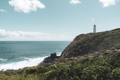 Free Scenic view of Cape Otway Lighthouse on the rugged coastline near Melbourne, Australia. Stock Photo