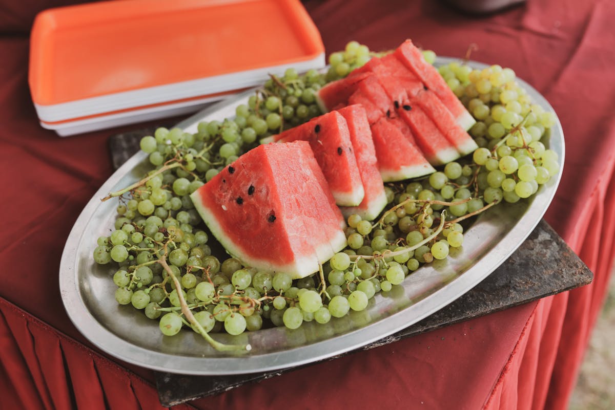 Watermelon and Grapes on a Tray