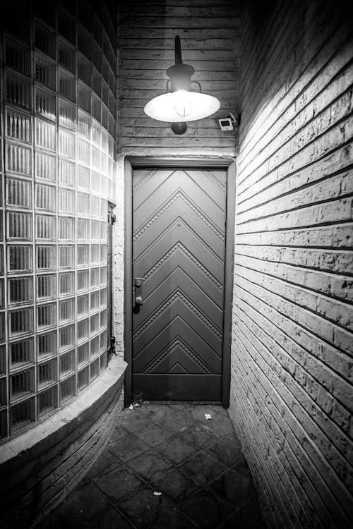Monochrome Photo of Hallway