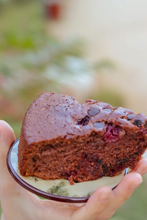 Closeup of a Slice of a Carrot Cake on a Small Plate