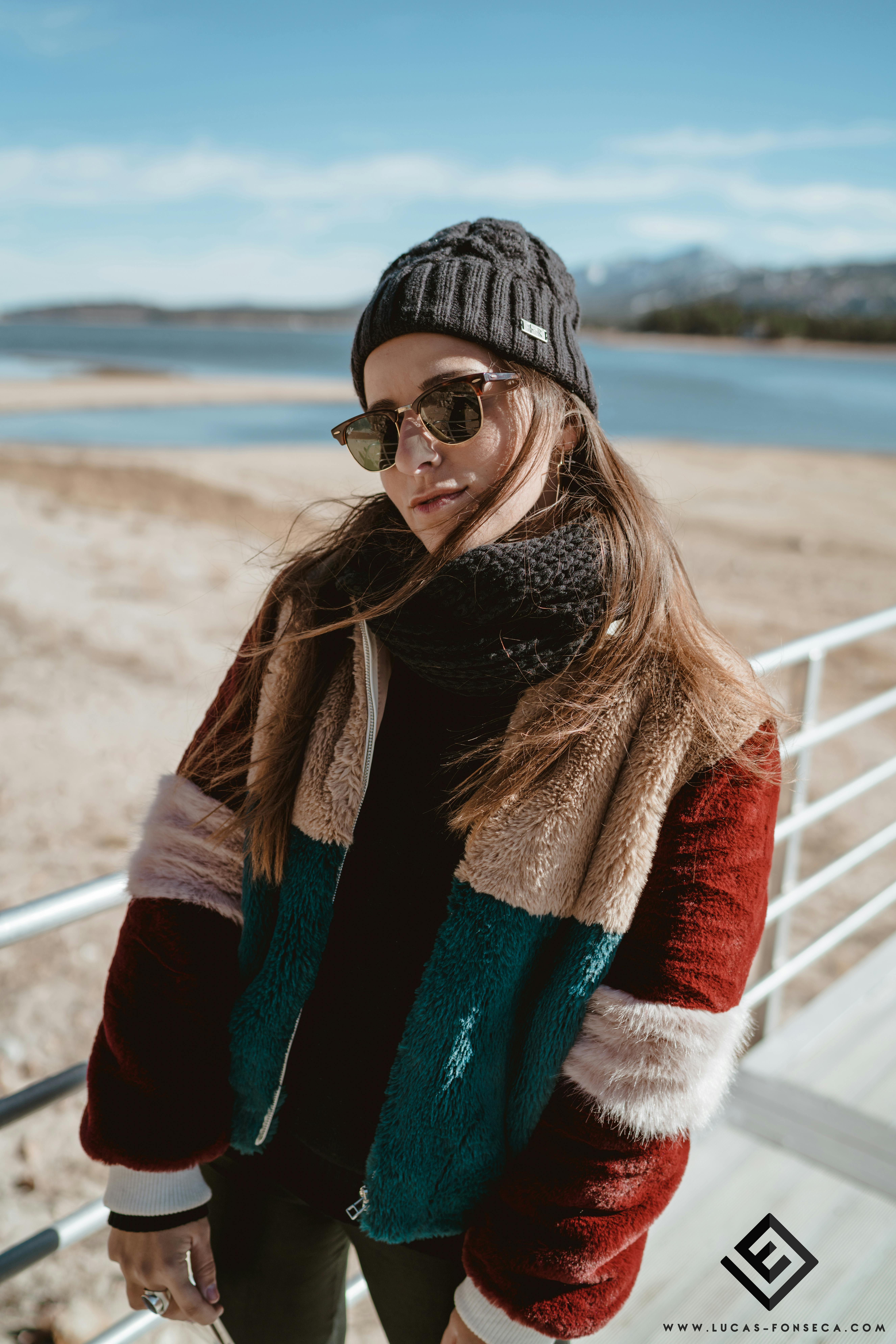 Free stock photo of beanie, beautiful woman, colorful sunglasses