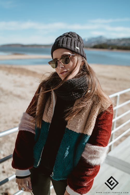 Free stock photo of beanie, beautiful woman, colorful sunglasses