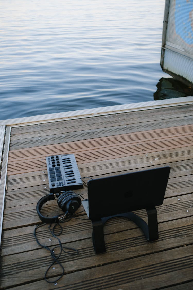 Music Equipment On A Wooden Pier 