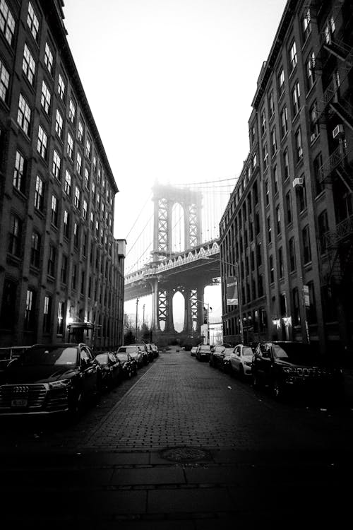 View of the Manhattan Bridge from Dumbo, New York City, New York, USA