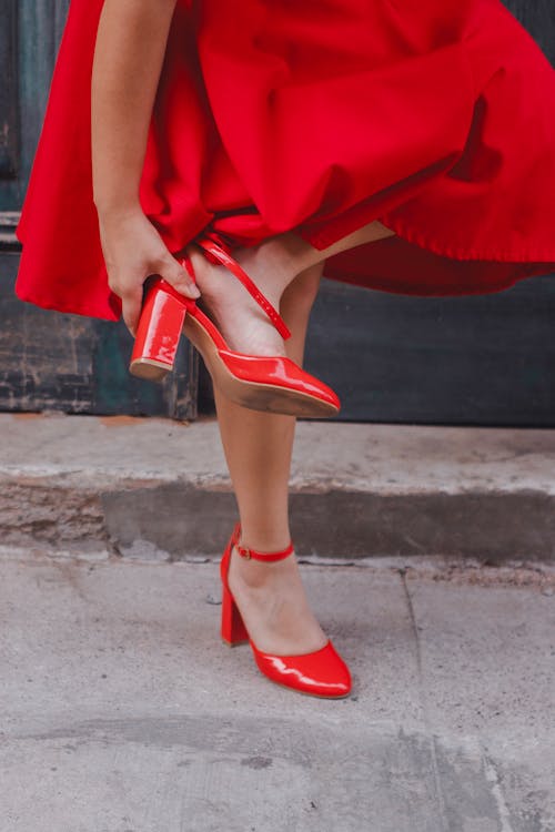 Dancer in Red Dress and Pumps