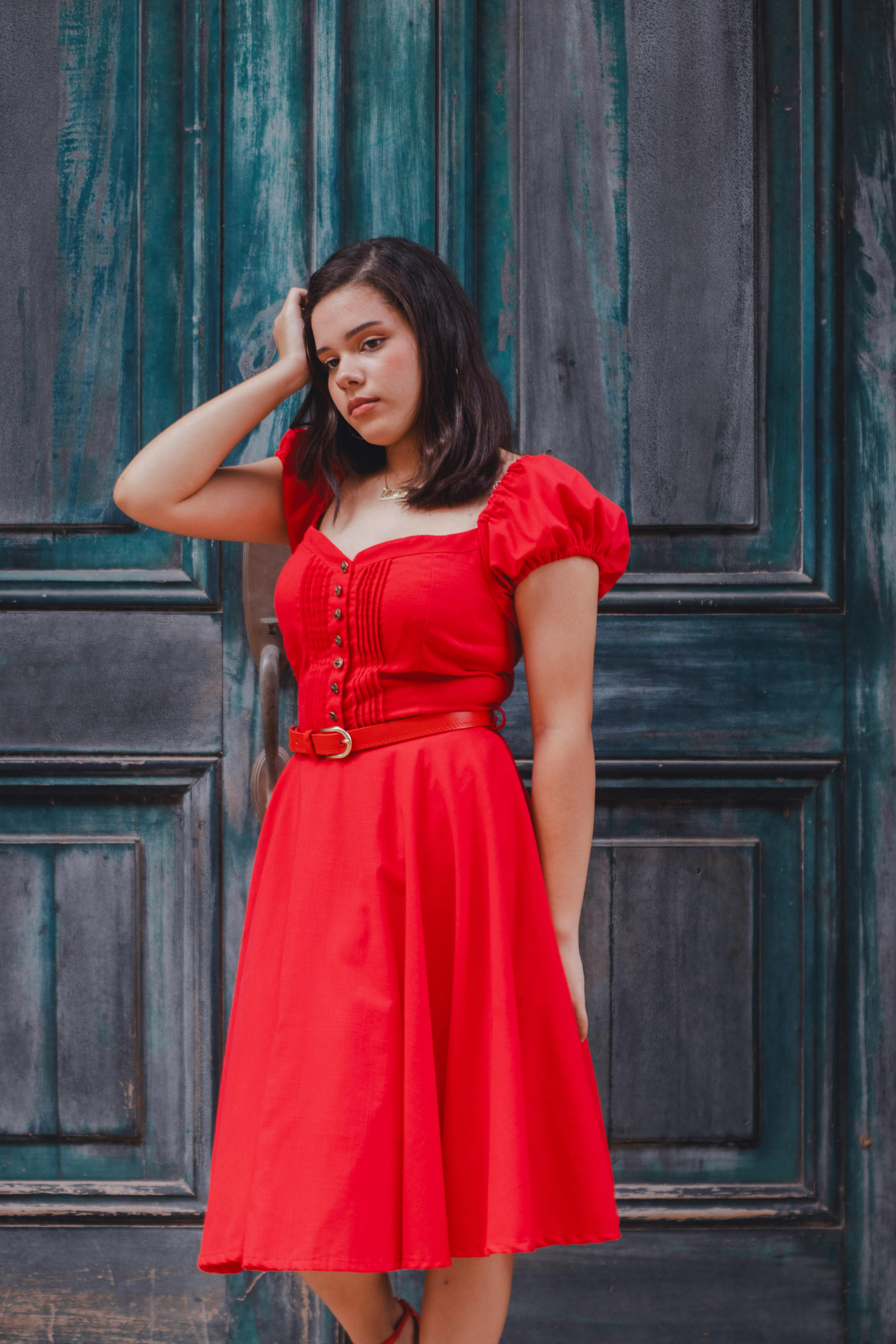 Brunette in Red Dress · Free Stock Photo