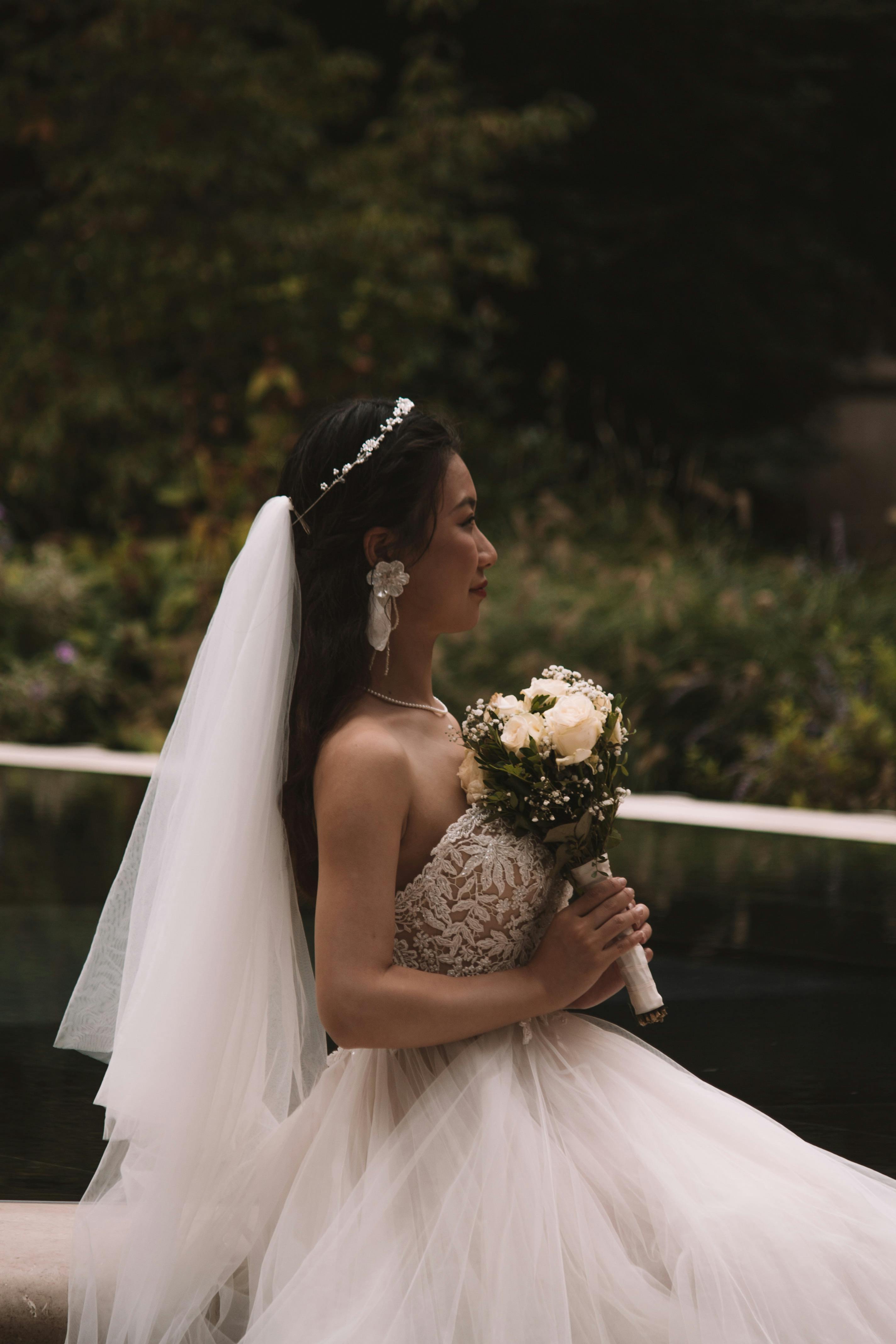 Brunette in Wedding Dress Free Stock Photo