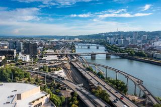 Aerial view of the Portland cityscape and its river bridges — photo by Stephen McDaniel on Pexels