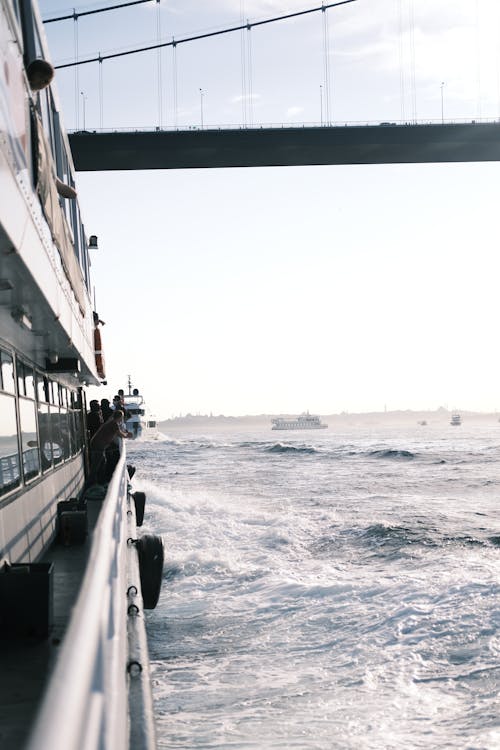 Waves on Sea Made by Sailing Ship