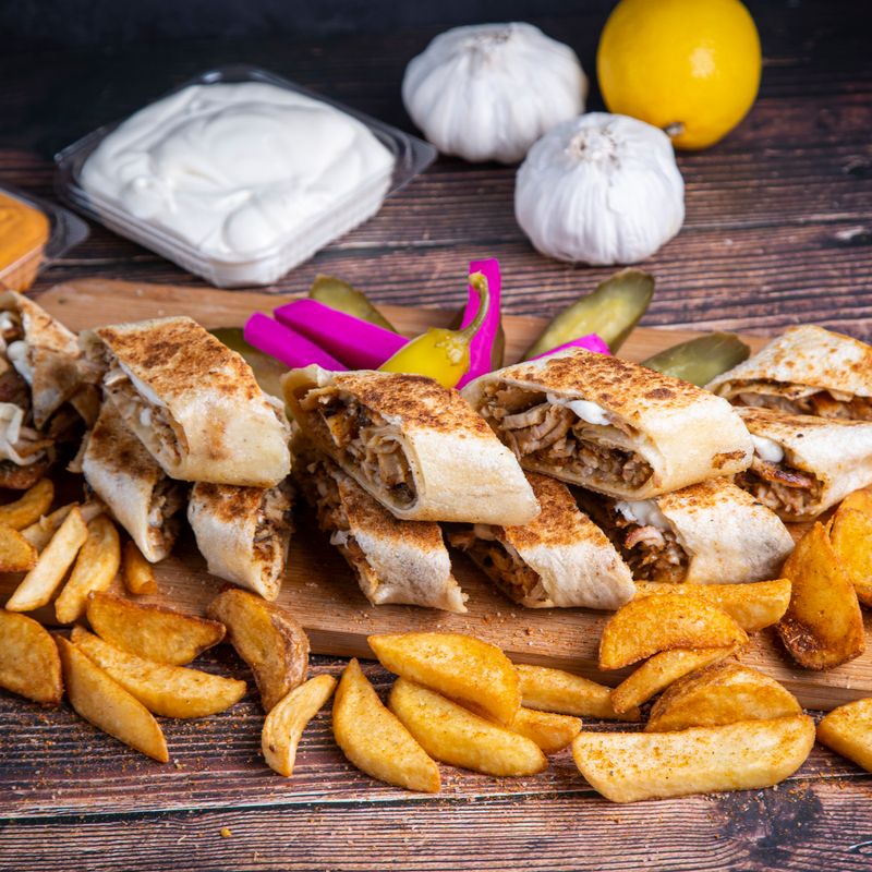 Shawarma Fries with Garlic Sauce