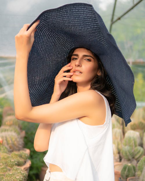 Brunette Woman in Hat