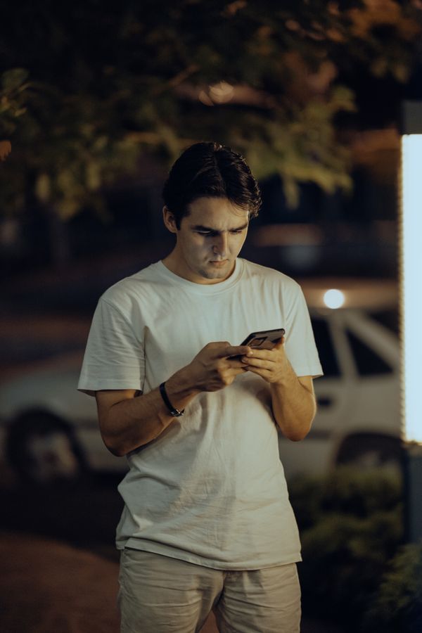 Man using smartphone