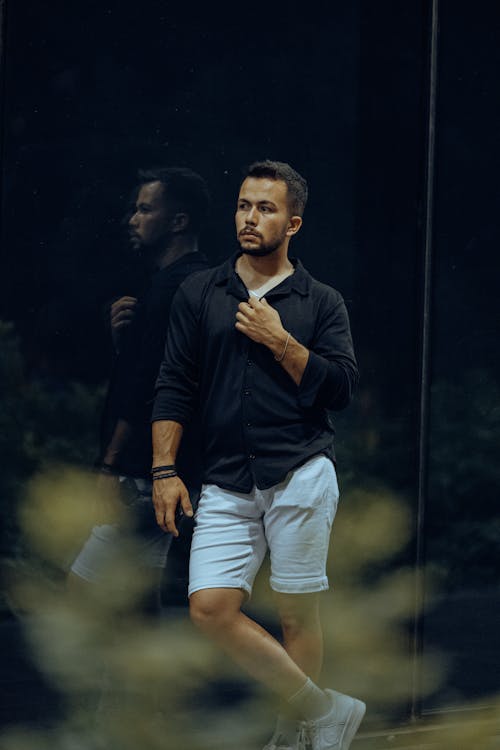 Man Posing in Black Clothes