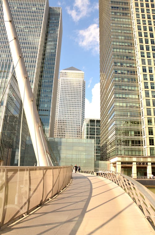 View of Skyscrapers in Canary Wharf, London, England, UK 