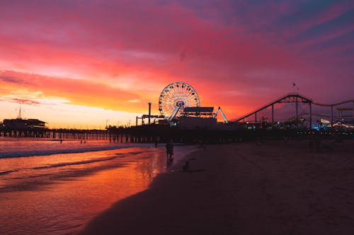 The Santa Monica Pier at Dusk, California, USA