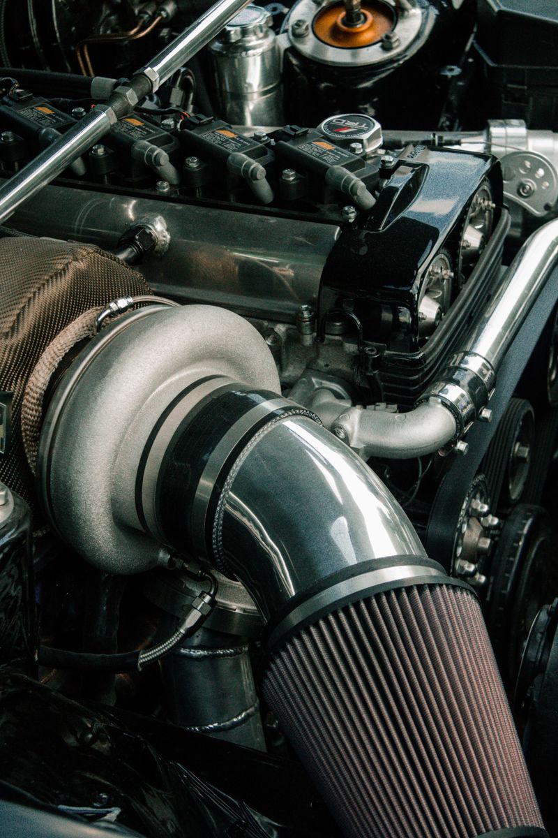 Engine bay showing cast aluminium parts