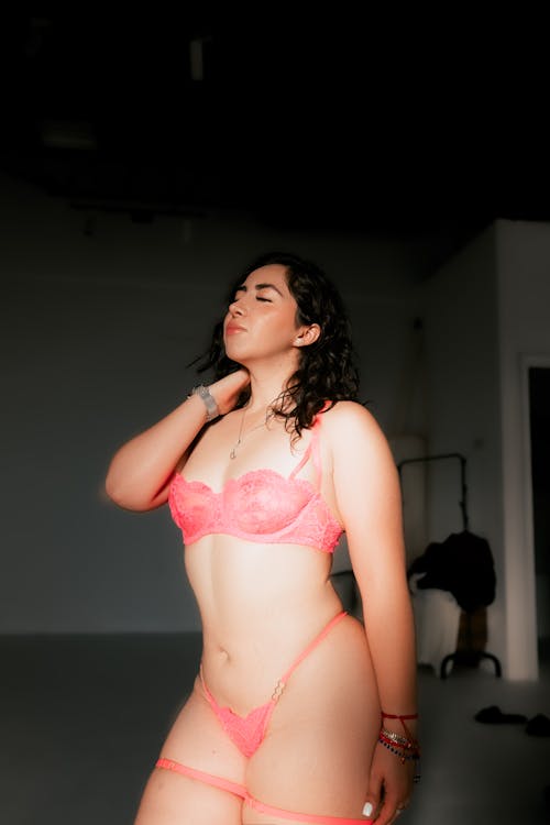 A Woman Posing in Underwear