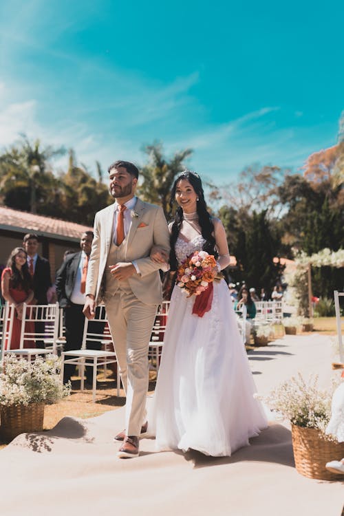 Smiling Newlyweds on Wedding Ceremony