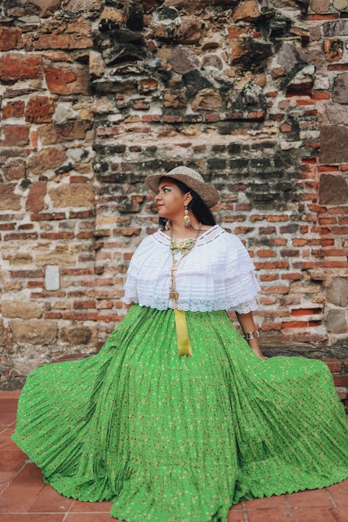 Woman Posing in Green Skirt