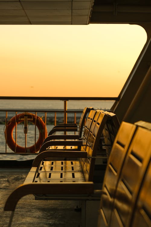 Benches on Ferry at Dusk