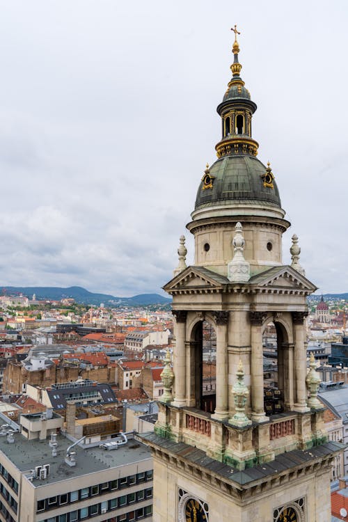 Tower of St Stephens Basilica in Budapest in Hungary