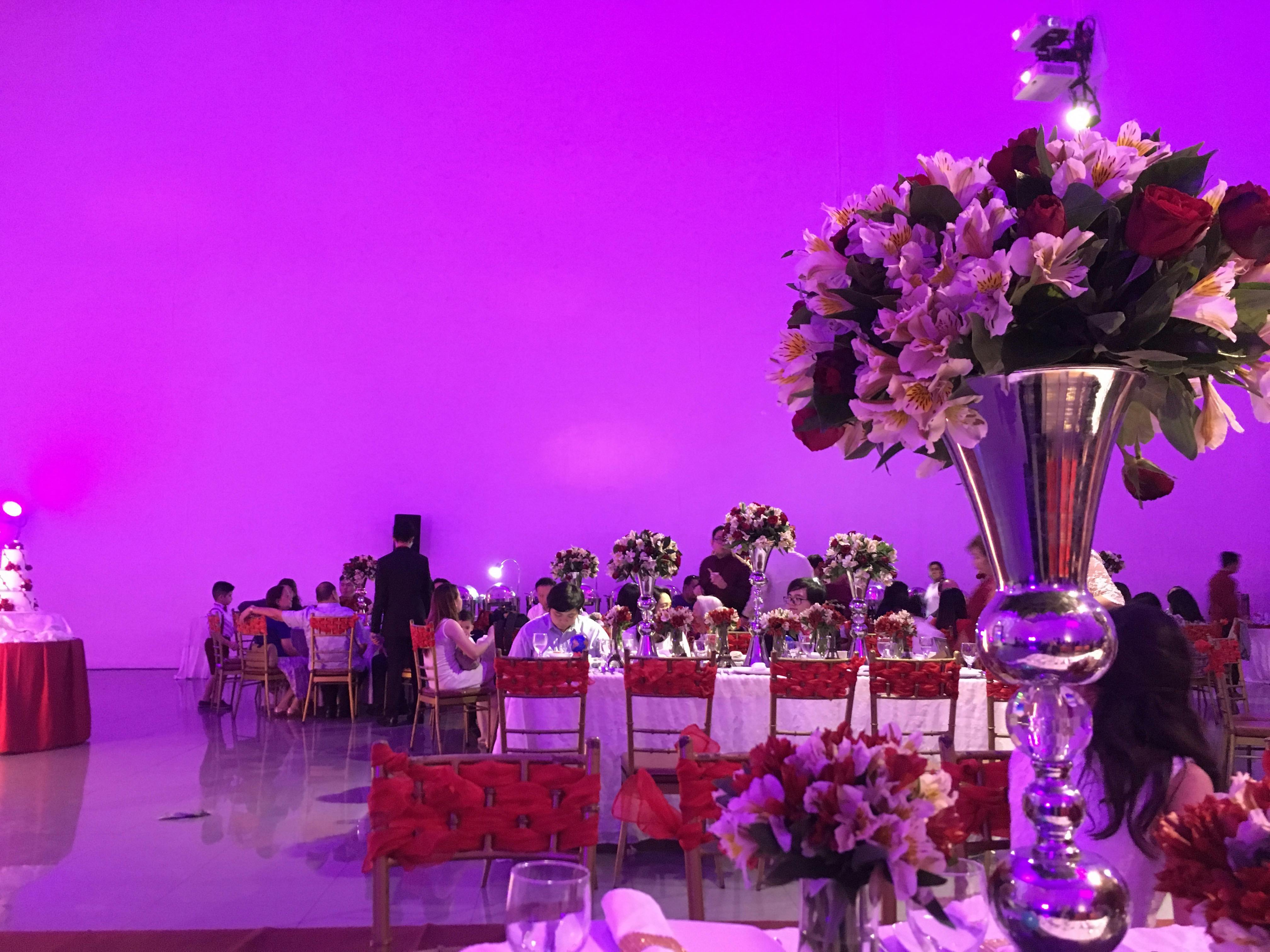 Free stock photo of flower bouquets, purple, wedding banquet