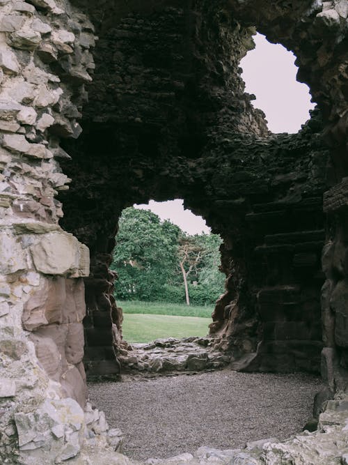 Free Holes in the Tower of the Castle Ruins Stock Photo
