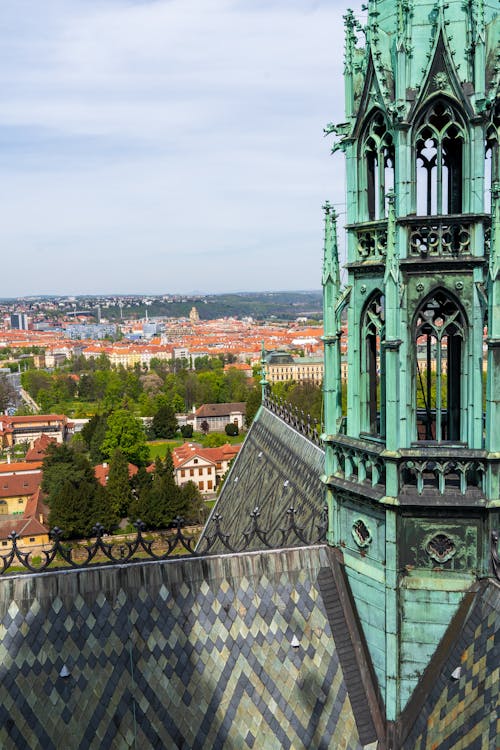 Green Copper Tower of Gothic Cathedral