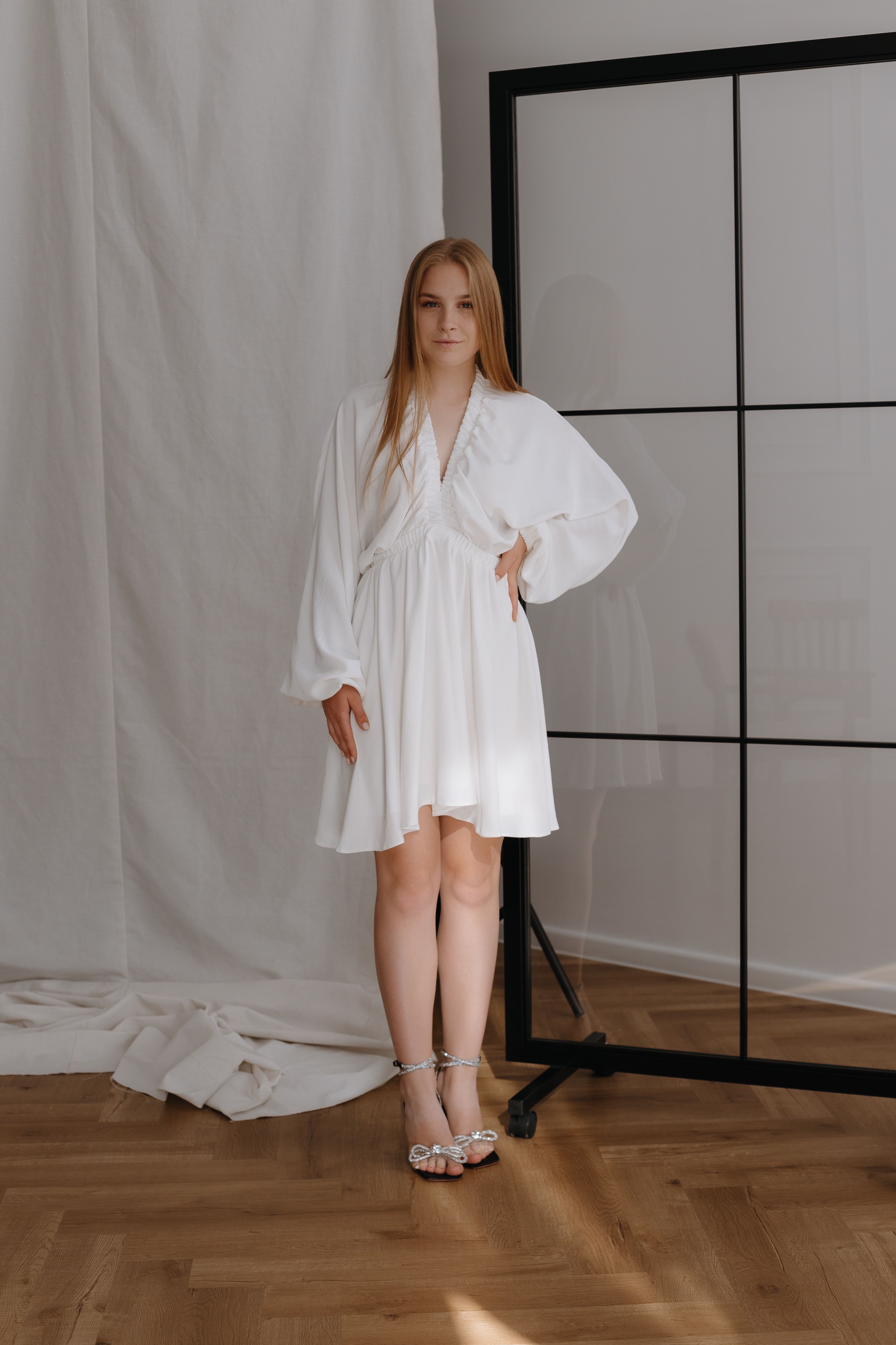 White midi dress