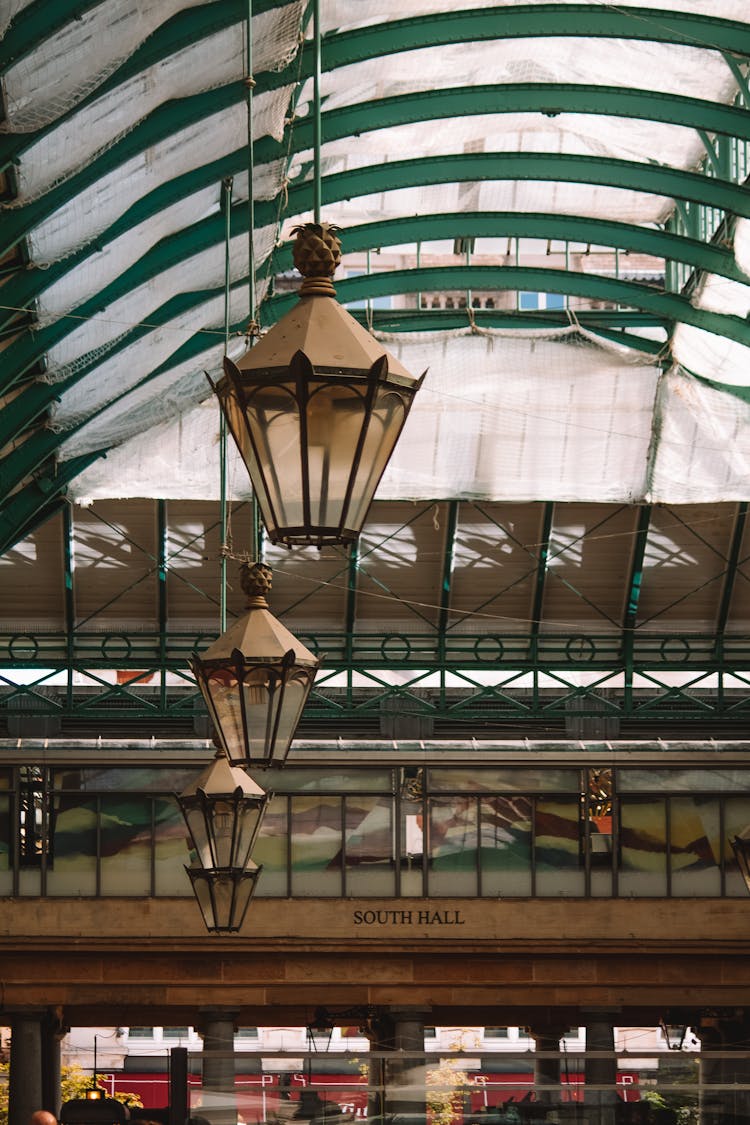 Lanterns And The Ceiling Of The Covent Garden Market In London, England 