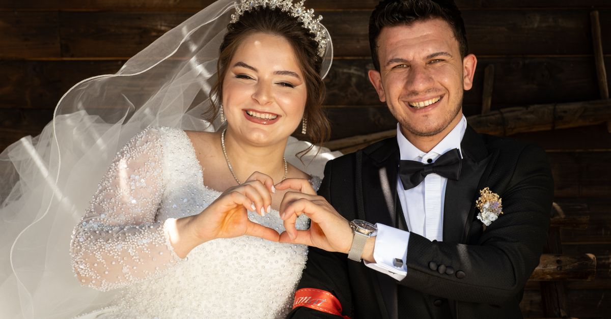 Couple celebrating their wedding day