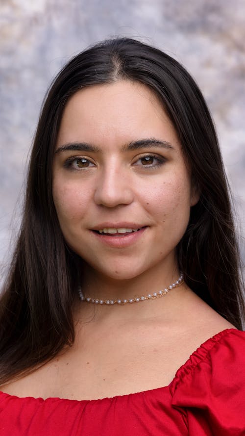 Smiling Woman with Black Hair