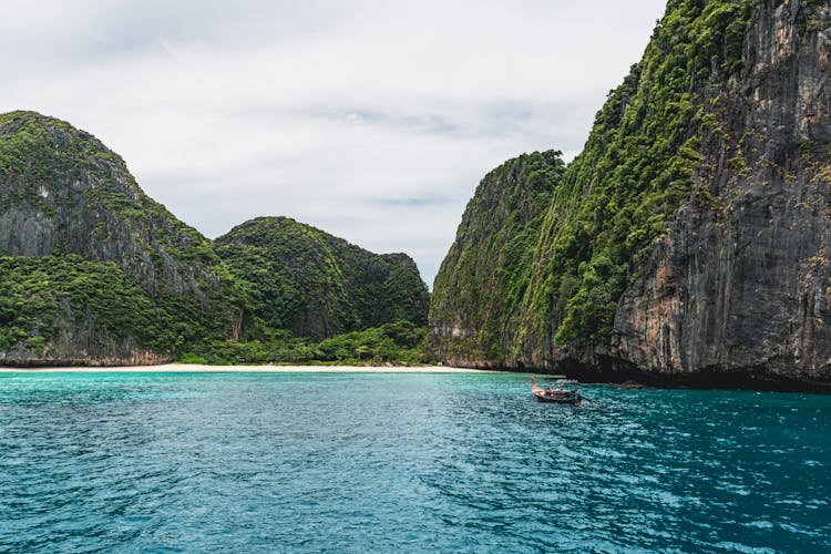 Bay On Sea Shore Of Island In Thailand