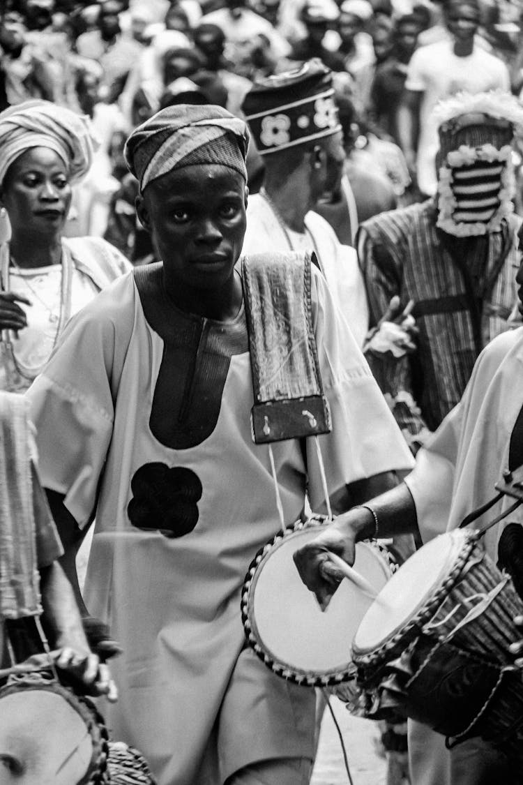 People In Traditional Clothing On Parade