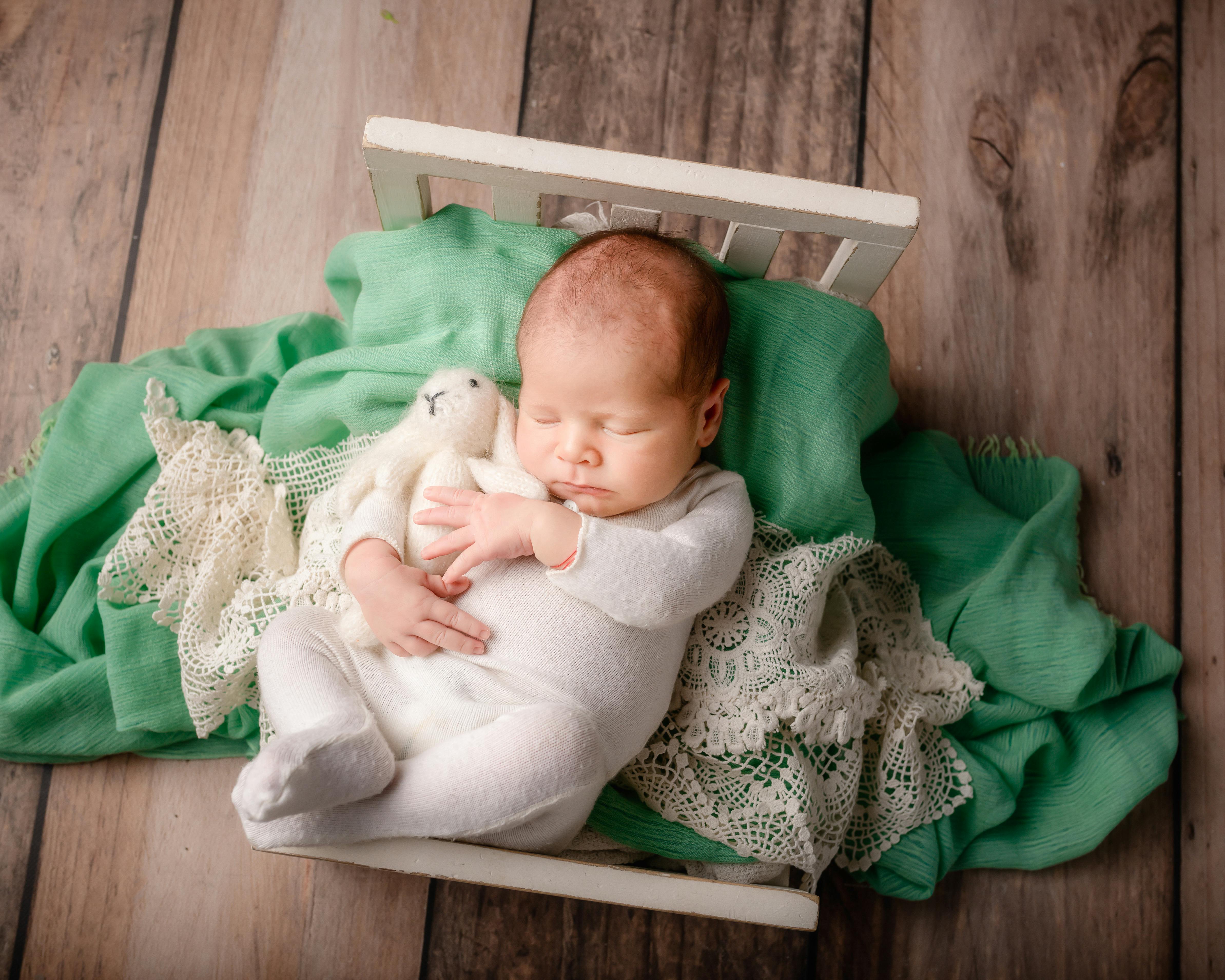 Baby Sleeping with a Toy Rabbit · Free Stock Photo