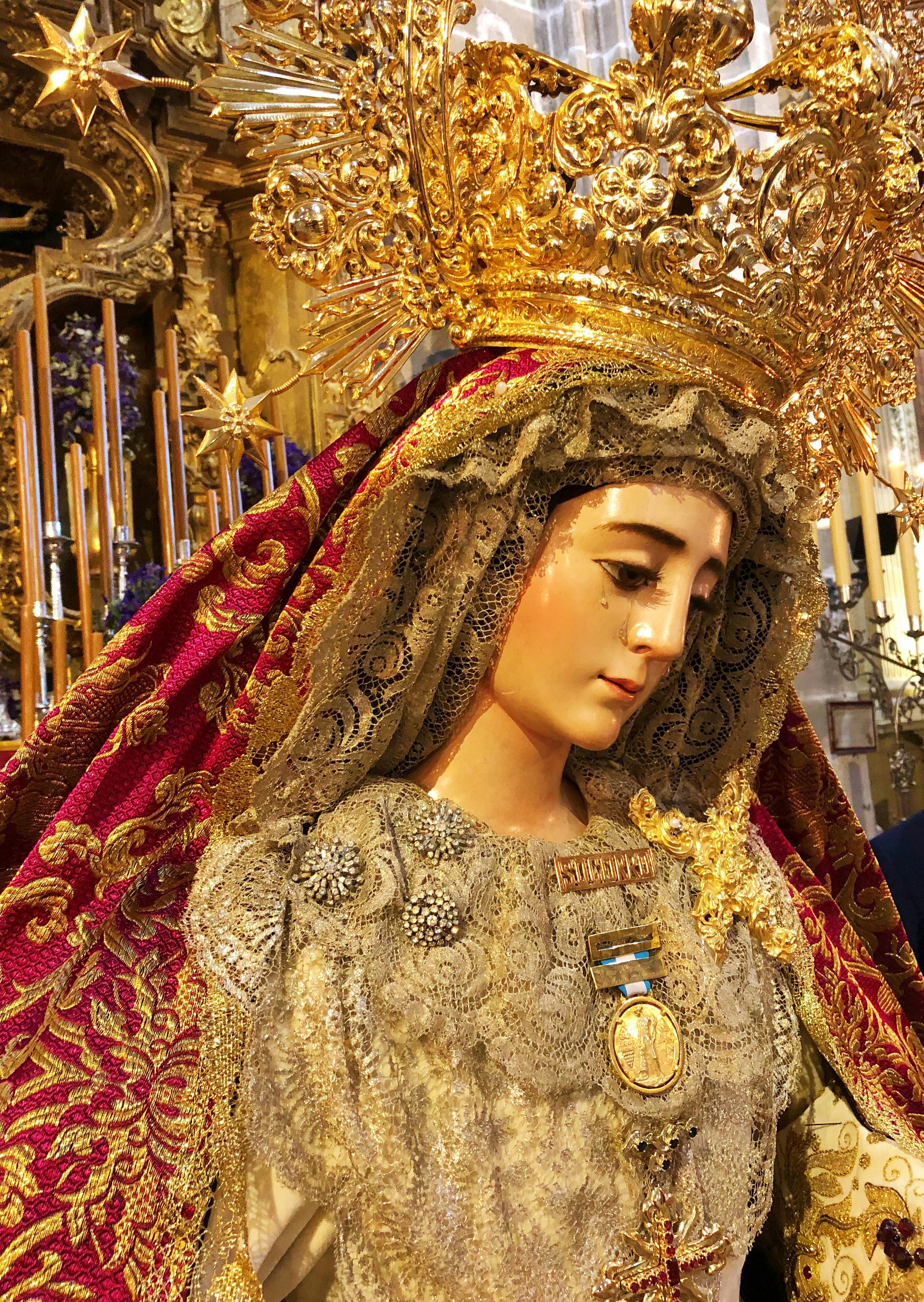 Free stock photo of golden statue, Mary crying, religion