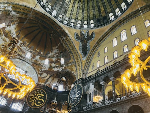 Ceiling of Hagia Sophia Church in Istanbul, Turkey