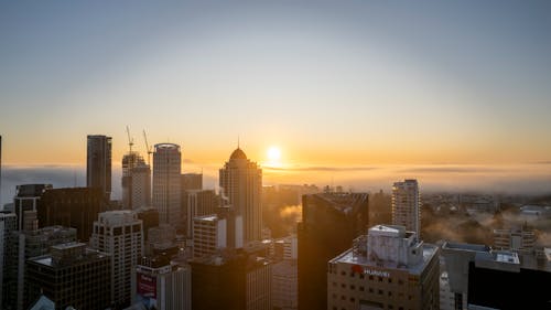 Drone Shot of Auckland at Sunset