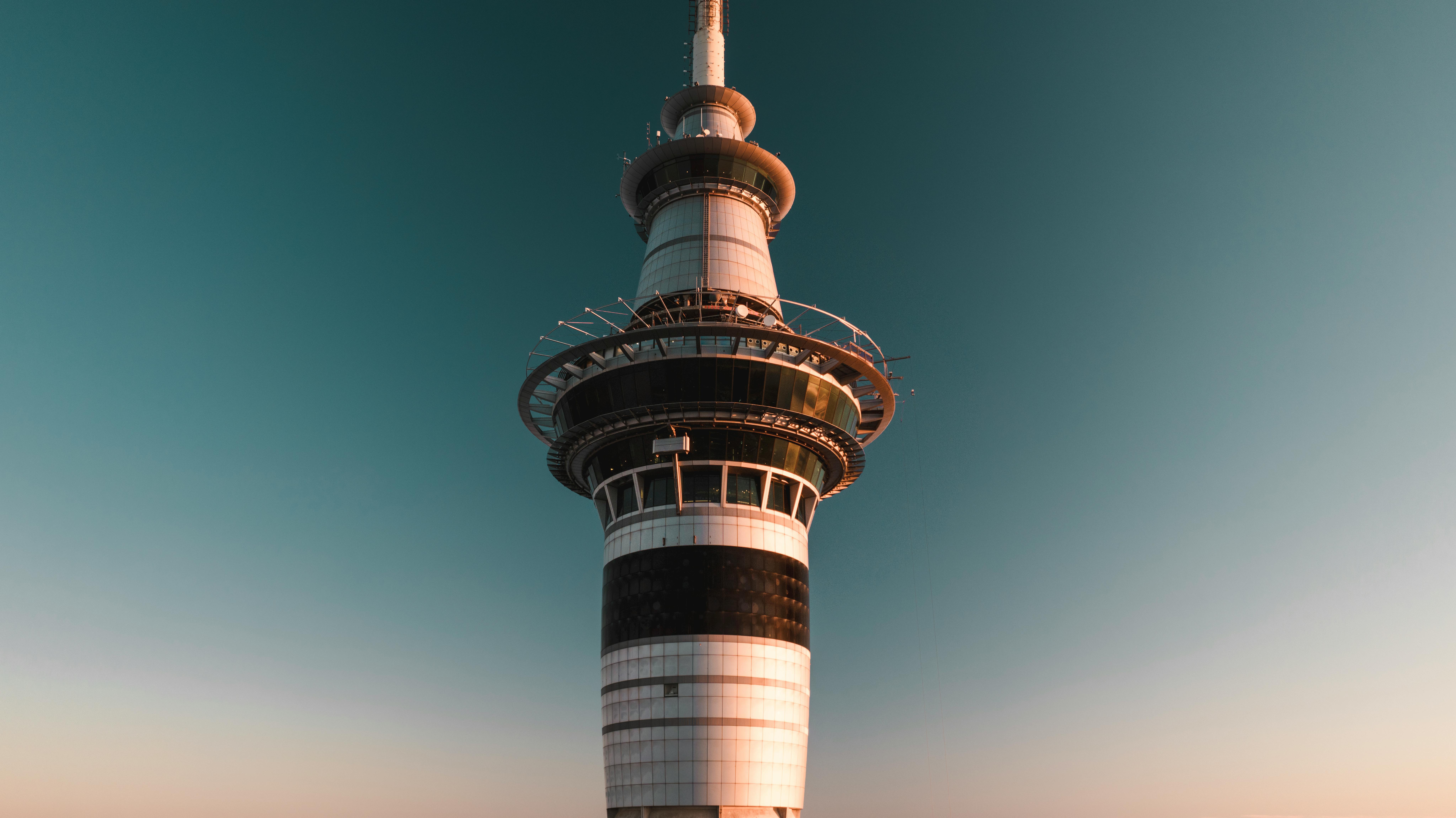 Close-up of Sky Tower in Auckland, New Zealand.