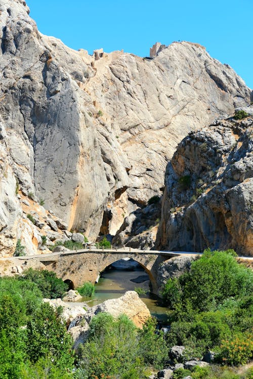 Rocks around Bridge on River in Adiyaman in Turkey