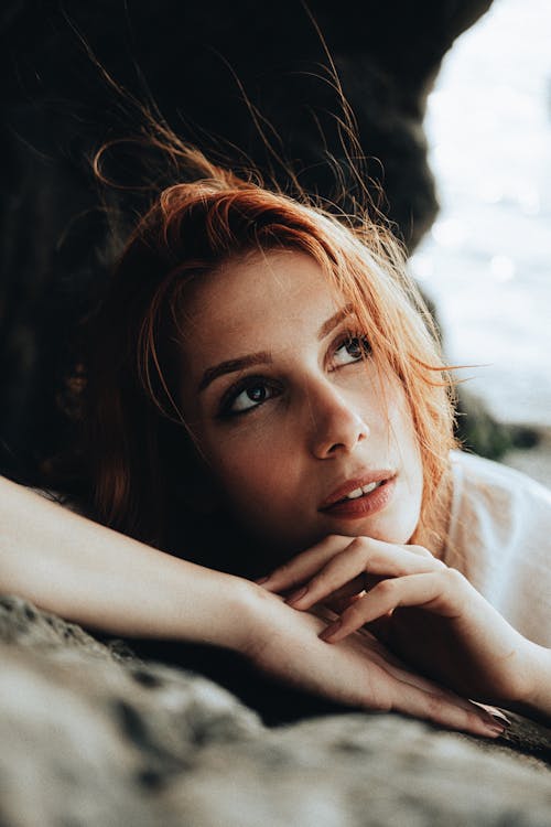 Redhead Woman Looking Up