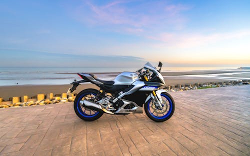 Yamaha YZF-R15 Motorcycle Parked on the Seaside Promenade