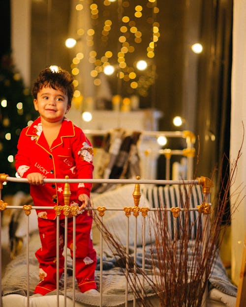 Little Child Wearing Pyjamas During Christmas