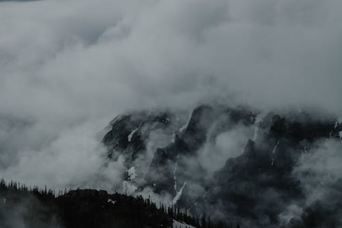 Clouds over Rocky Mountain on Cold Day