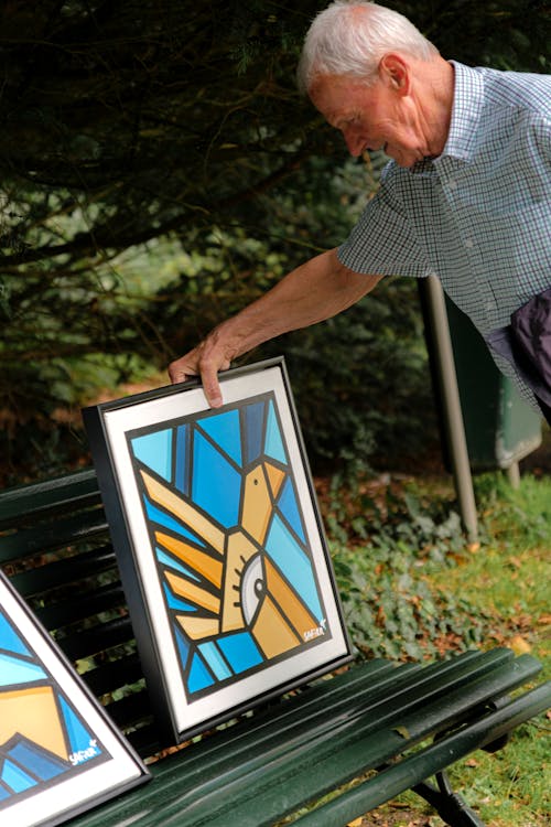 Cubism Paintings on Bench