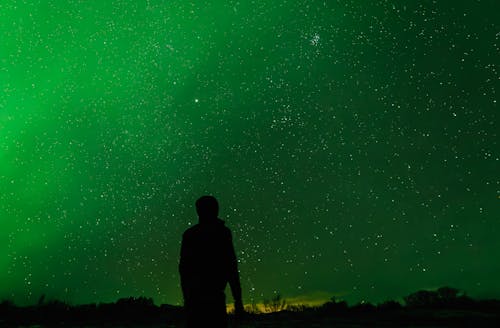 Northern Lights in Sky Filled with Stars