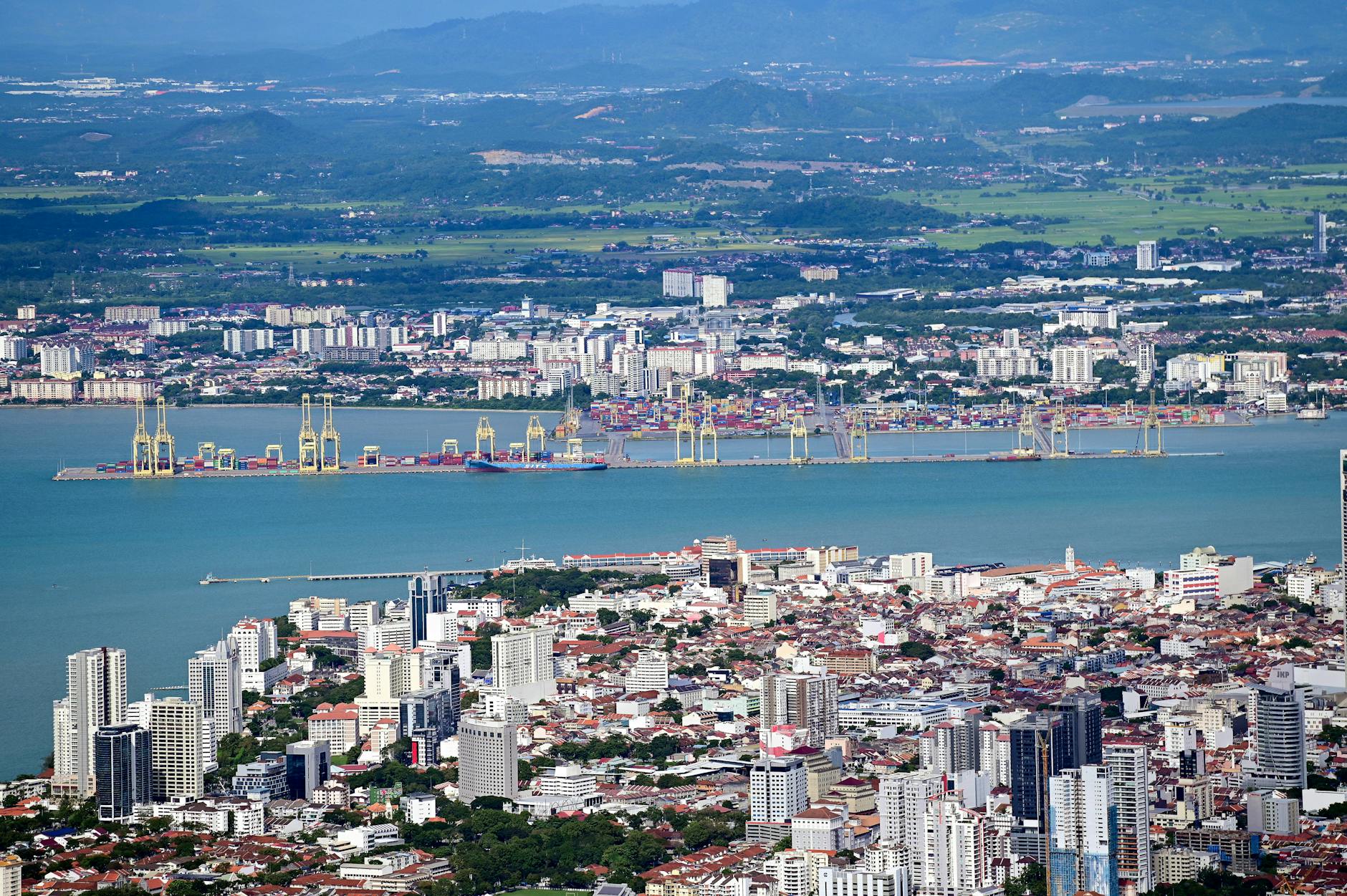 Aerial view of George Town, Penang, Malaysia