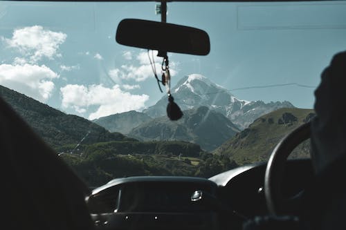 Landscape of the Mountains from the Car