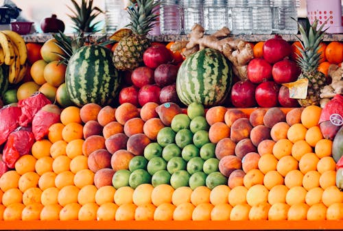 A Variety of Fruits at a Food Market Stall 